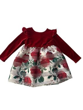 Red Floral Long Sleeve Dress